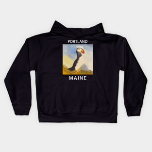 Puffin, Portland Maine Kids Hoodie